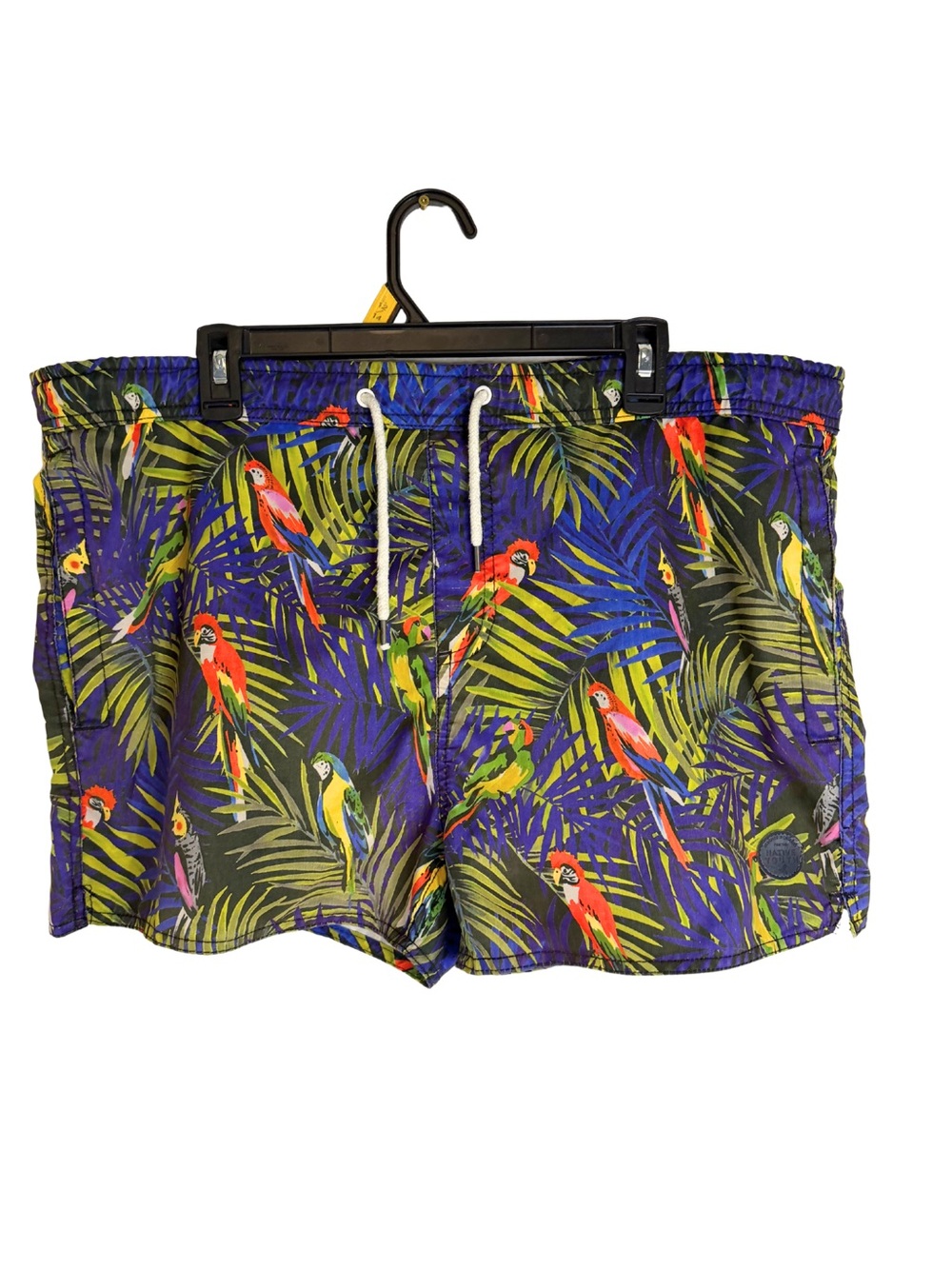 Native Youth Men's Tropical Parrot Print Swim Shorts, Swim Trunks